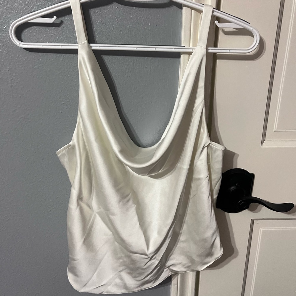 Zara silk white cowl neck